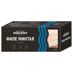 "ДОБРОФЛОТ" филе минтая без кожи блочной заморозки к/к